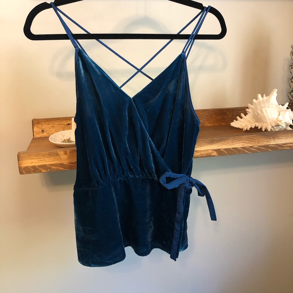Blue velvet tank top